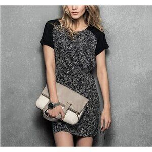 Fossil Sz S 100% SILK Black Belted Shirt Dress Shift Polka Dot